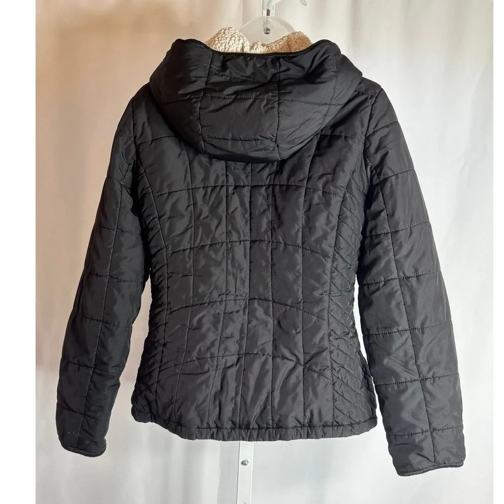 Kenneth Cole New York | Black Quilted‎ Sherpa Lined Hooded Puffer Jacket | Small